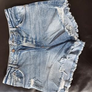 Sincerely Jules Blue Frayed Jean Shorts